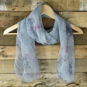 Watercolor Floral & Butterfly Sheer Scarf